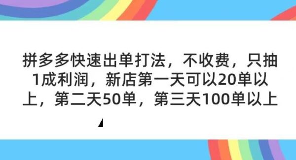 拼多多2天起店，只合作不卖课不收费，上架产品无偿对接