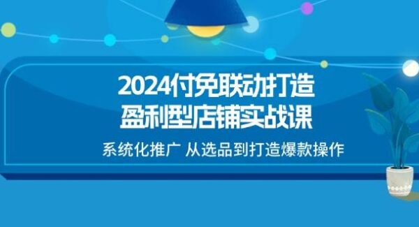 2024付免联动-打造盈利型店铺实战课，系统化推广 从选品到打造爆款操作