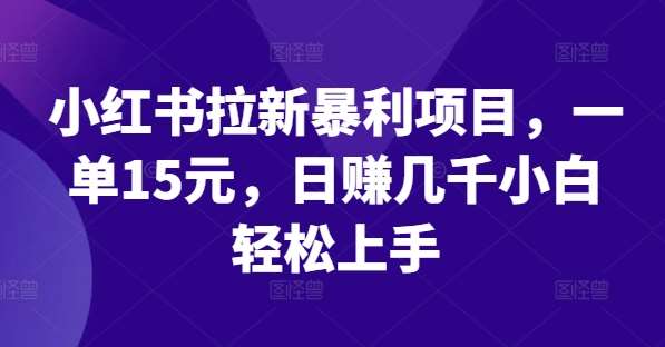 小红书拉新暴利项目：小说图文拉新，小红书一单15元，日赚上万