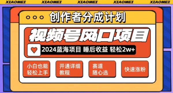 微信视频号大风口项目 轻松月入2w+ 多赛道选择，可矩阵，玩法简单轻松上手