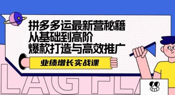 拼多多运最新营秘籍：业绩 增长实战课，从基础到高阶，爆款打造与高效推广