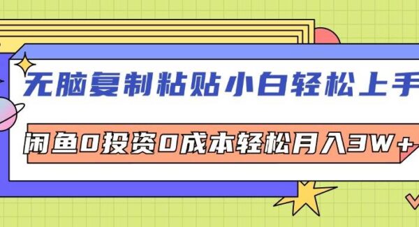 无脑复制粘贴，小白轻松上手，电商0投资0成本轻松月入3W+