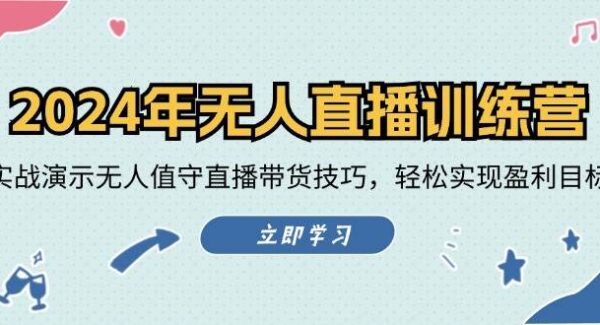 2024年无人直播训练营：实战演示无人值守直播带货技巧，轻松实现盈利目标