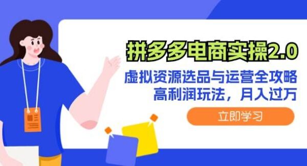 拼多多虚拟资源项目教程：高利润选品与运营技巧，月入过万秘籍