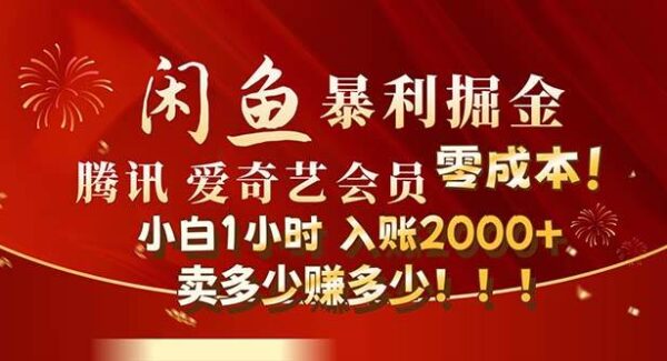 闲鱼全新暴力掘金玩法，官方正品影视会员无成本渠道！