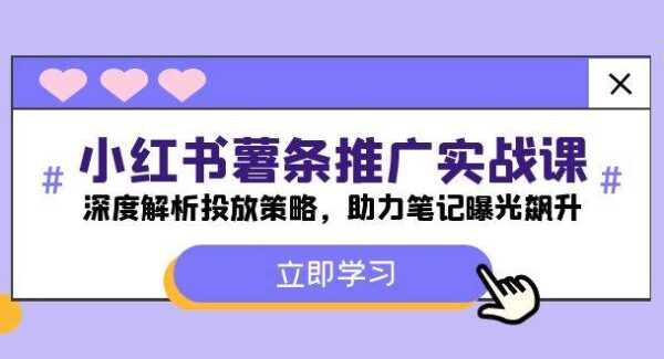 小红书-薯条推广实战课：深度解析投放策略，助力笔记曝光飙升