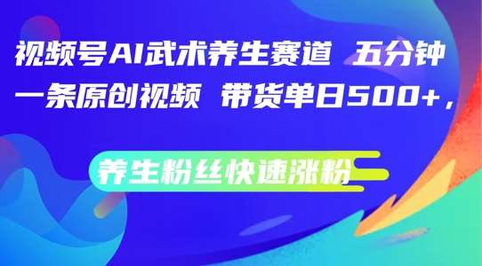 视频号风口期：ai武术养生赛道快速涨粉攻略，视频号带货日入翻倍，五分钟原创