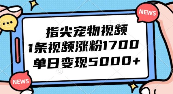 AI指尖宠物视频：治愈系内容，单日收益5000+，1条视频涨粉1700