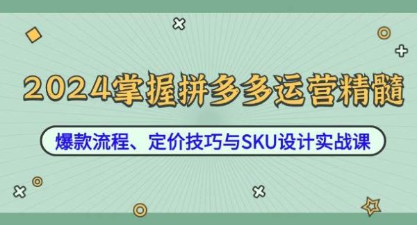 2024掌握拼多多运营精髓：爆款流程、定价技巧与SKU设计实战课