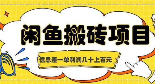 闲鱼搬砖项目，闷声发财的信息差副业，一单利润几十上百元