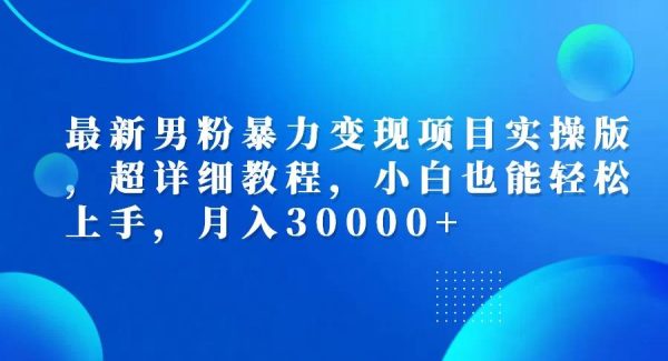 最新男粉暴力变现项目实操版，超详细教程，小白也能轻松上手，月入30000+