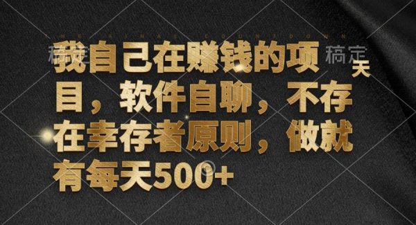 我自己在赚钱的项目，软件自聊，不存在幸存者原则，做就有每天500+