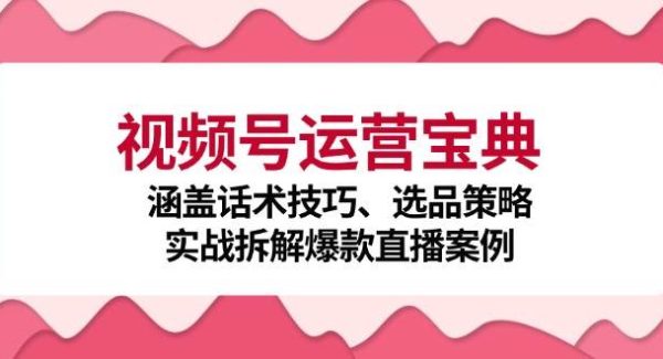 视频号运营宝典：涵盖话术技巧、选品策略、实战拆解爆款直播案例