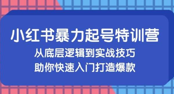 小红书暴力起号训练营，从底层逻辑到实战技巧，助你快速入门打造爆款