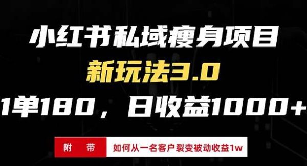 小红书瘦身项目3.0模式，新手小白日赚收益1000+（附从一名客户裂变收益…