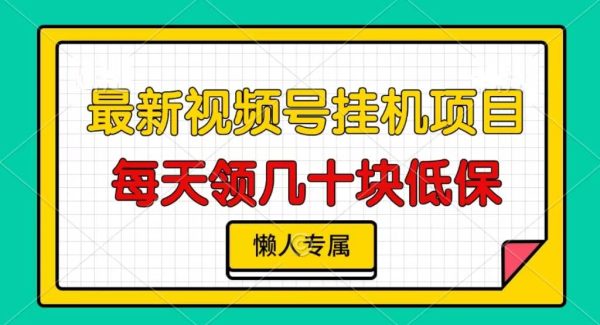 视频号挂机项目，每天几十块低保，懒人专属