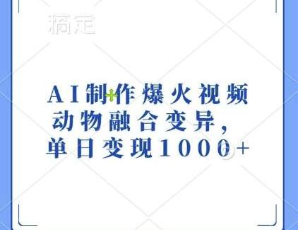 AI制作爆火视频，动物融合变异，单日变现1k