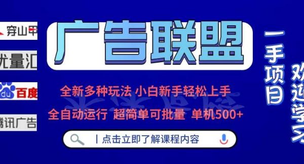 广告联盟 全新多种玩法 单机500+ 全自动运行 可批量运行