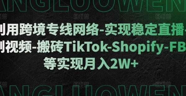 利用跨境专线网络-实现稳定直播-刷视频-搬砖TikTok-Shopify-FB等实现月入2W+