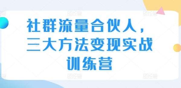 社群流量合伙人，三大方法变现实战训练营