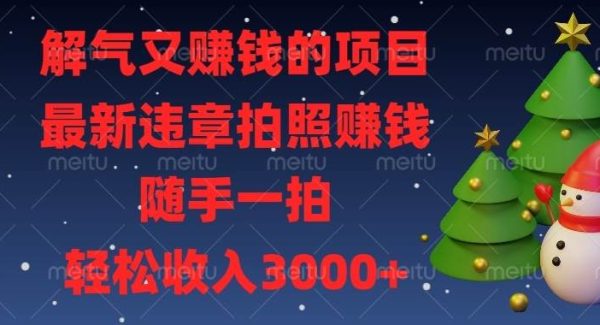 解气又赚钱的项目，最新违章拍照赚钱，随手一拍，轻松收入3000+