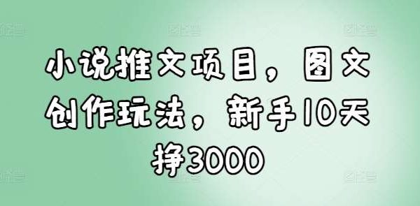 小说推文项目，图文创作玩法，新手10天挣3000