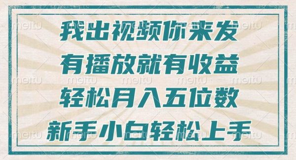 不剪辑不直播不露脸，有播放就有收益，轻松月入五位数，新手小白轻松上手