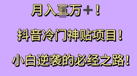 抖音冷门神贴项目，小白逆袭的必经之路，月入过W