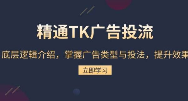 精通TK广告投流：底层逻辑介绍，掌握广告类型与投法，提升效果