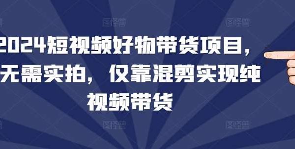 2024短视频好物带货项目，无需实拍，仅靠混剪实现纯视频带货