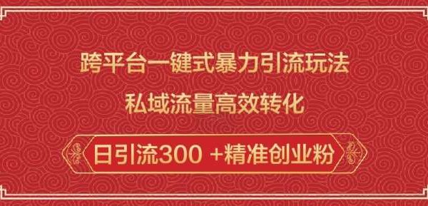 跨平台一键式暴力引流玩法，私域流量高效转化日引流300 +精准创业粉
