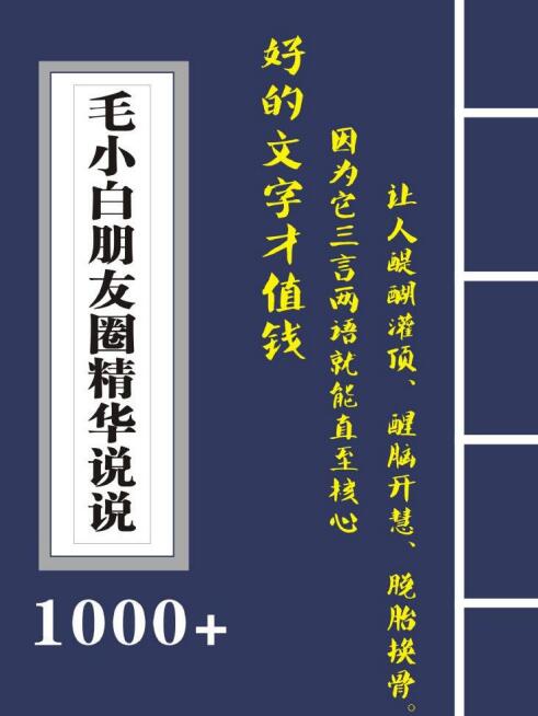 毛小白内容合集《朋友圈说说精华1000+》好的文字才值钱（第1部+2部）